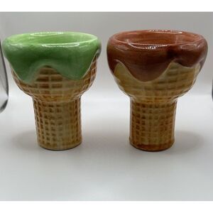 Ceramic‎ Ice Cream Waffle Cone Bowl Set of 2